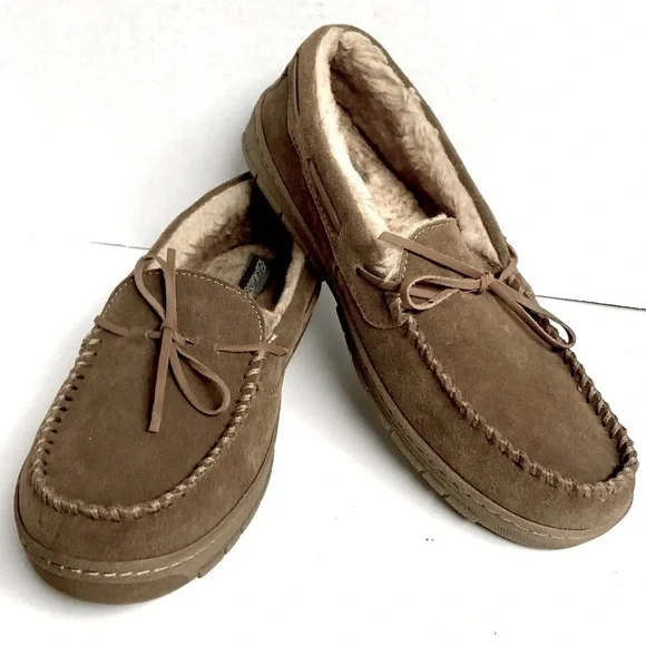 ⭐️NEW‼️ EDDIE BAUER WOODLAND SUEDE MOCCASIN COMFY SLIPON SLIPPER STYLE SHOE NWOT - Picture 4 of 16